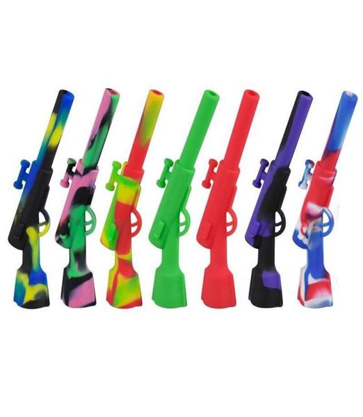 Tubo de silicone de 43 polegadas de espingarda com tigela de metal plataforma de óleo de cera de cera de cera Silicone Herb Tobacco Pipe com Mental Bowl9438283