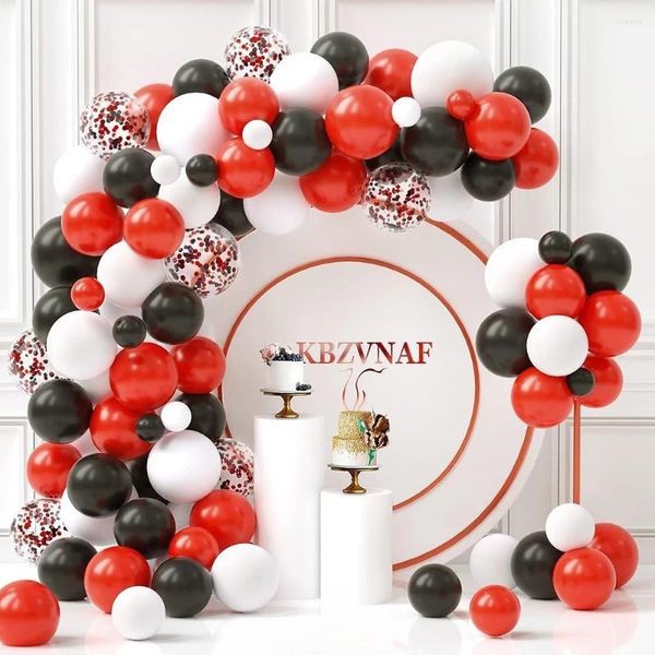 Decoração de festa Balões pretos Garland Arch Kit Branco Confete Red Latex Balavão Casamento Casamento Combine