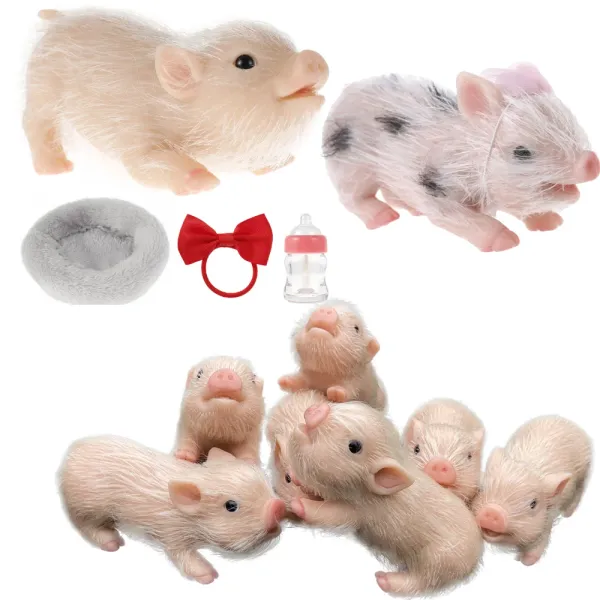 Miniaturas Simulação Pig Pingente de pingente de porco de silicone macio porco de boneca de brinquedo de brinquedo de porco peludo para meninas meninos presentes de Natal decoração de casa decoração