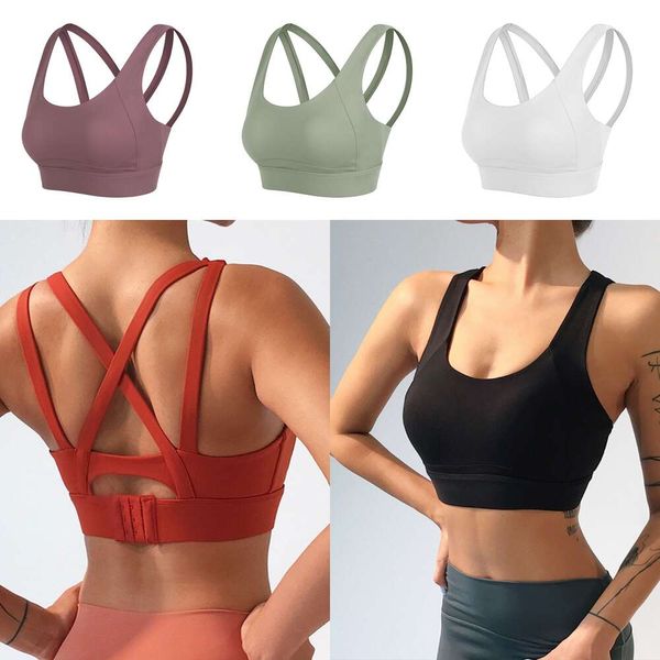 Lu Bra Yoga Alinhamento de tanque de tanque de tanque de alto impacto Hicker Strap Strap Plus Size Up Sports Bra Gym Wear para Women Lemon LL Worko