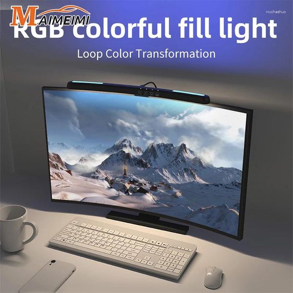 Lâmpadas de mesa Monitor de tela curvada Barra de luz laptop Sem frequência de flash os olhos cuidados de atmosfera colorida Lâmpada de toque de toque