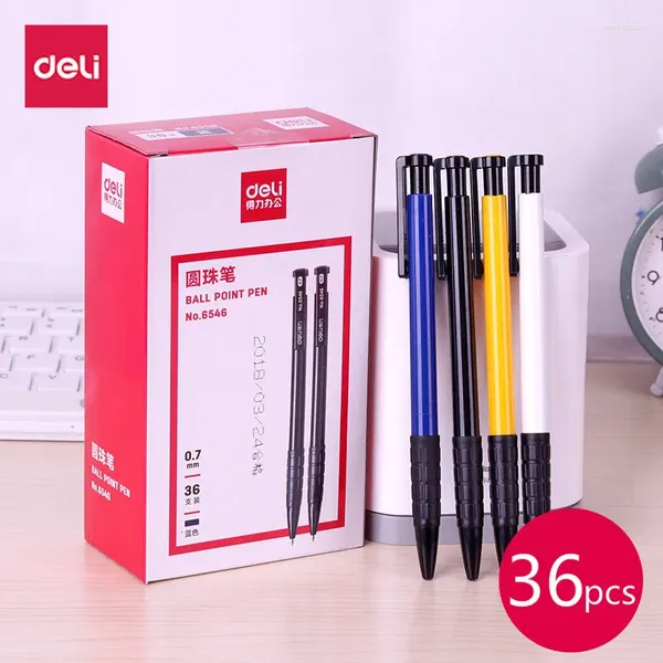 36pcs Beyin Pen Öğrenci Top Noktası 0.7mm Pres İmza Yağ Mavi Mürekkep Okulu Ofis Yazma Malzemeleri