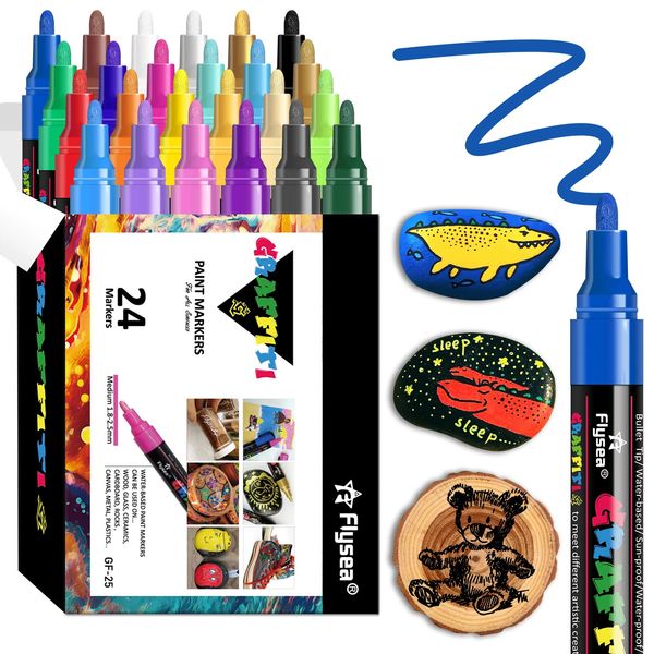 12/18/24pcs/Set Acryl Graffiti Pen для ткани Canvas Rock Glass Wroud Средний наконечник Идеальные предметы искусства для взрослых и детей 240430