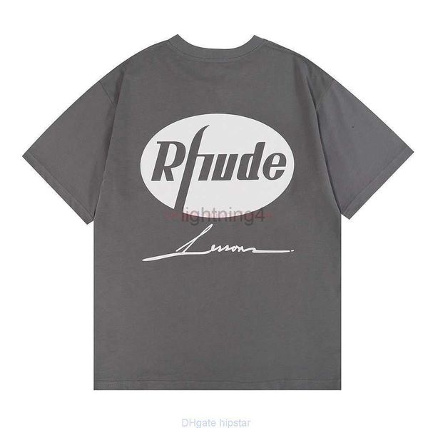 Mens Tshirts Tasarımcı Giyim Tees Rhude Fashion Eagle Head Katı Baskı UNISEX TSHIRT Yüksek Sayım Rahat Rahat Saf Sıradan Yakışıklı Bakış Pamuk Street