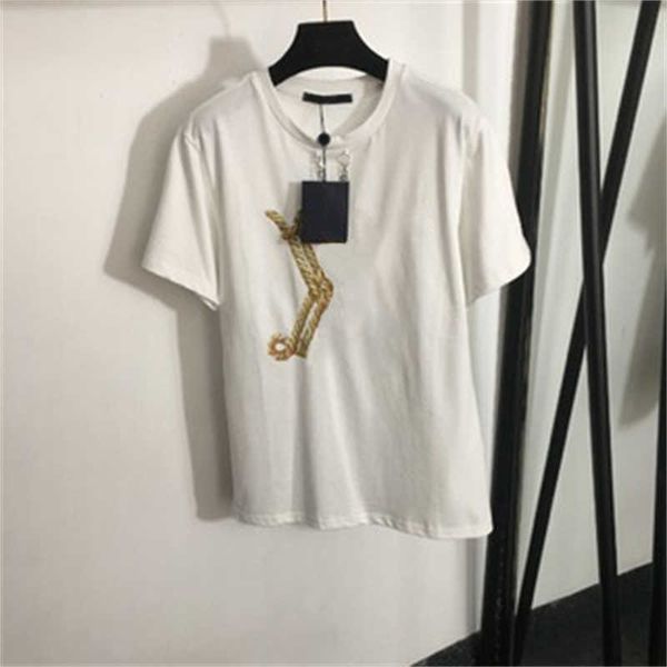 Roupas de grife feminino tshirt de verão camiseta feminina roupa feminina longa algodão corda de estampa de pescoço redonda de manga curta t-shirt tops casuais de moda de moda soltos