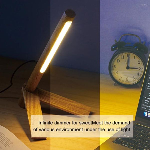 Tischlampen Nordic Modernes Holz LED -Lampe Drei Zahnrad Einstellen Helligkeit USB Stecker Desk Lichter Raumstudium Nacht