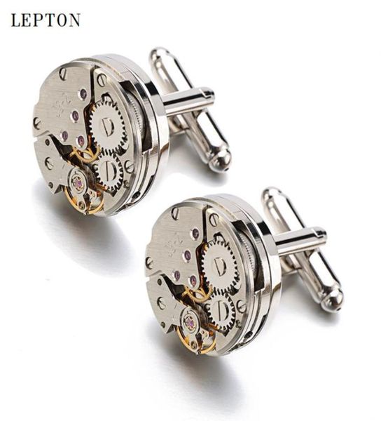 Männer Business Watch Movement Manschettenknöpfe von unbeweglichen Lepton Steampunk Gear Watch Mechanismus Manschettenlinks für Herren Relojes Gemelos D19014235445