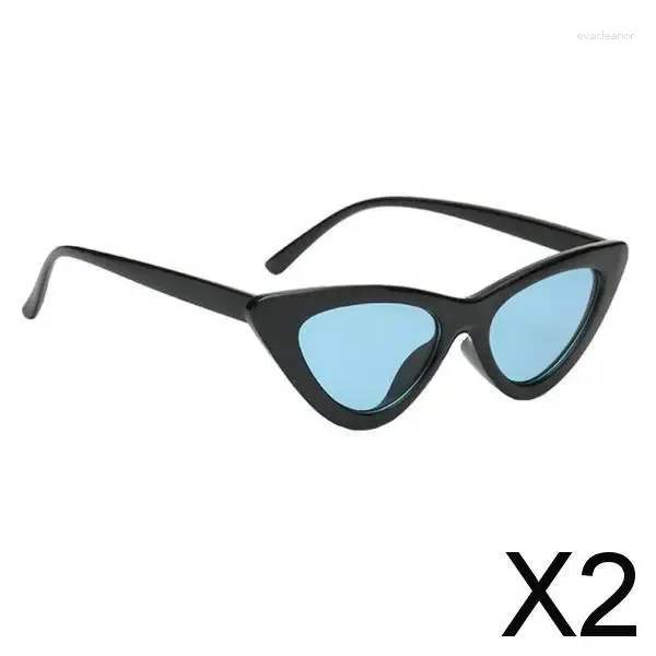 Occhiali da sole 2xfashion Women Classic Cat Eyes Outdoor Black Fram Blue Lens