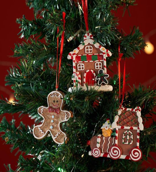 2022 Yeni Parti Dekorasyonu Noel Ağacı Kolye Reçinesi Gingerbread Man Kar Tanesi Kolye DIY1818929