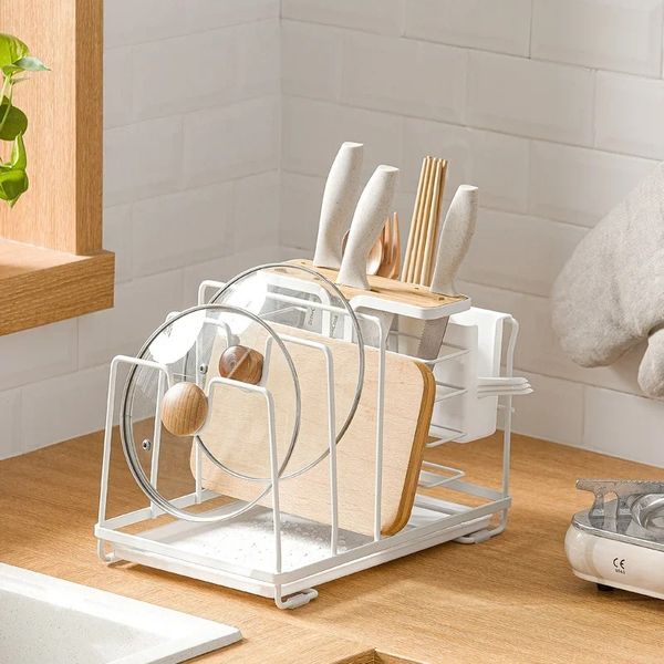 Cozinha aço inoxidável pia de drenagem rack de cozinha prata de prata de talheres rack seco rack de 2 camadas Rack Rack Pantry Organizer