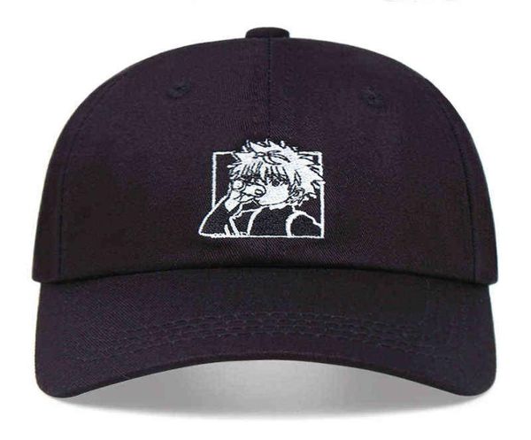 Killua Zoldyck Capball Caps Snapback Women Men Remoidery Anime Hunter X Hunter Dad Hat Cartoni di cotone Cap da sole all'aperto AA2203042799662