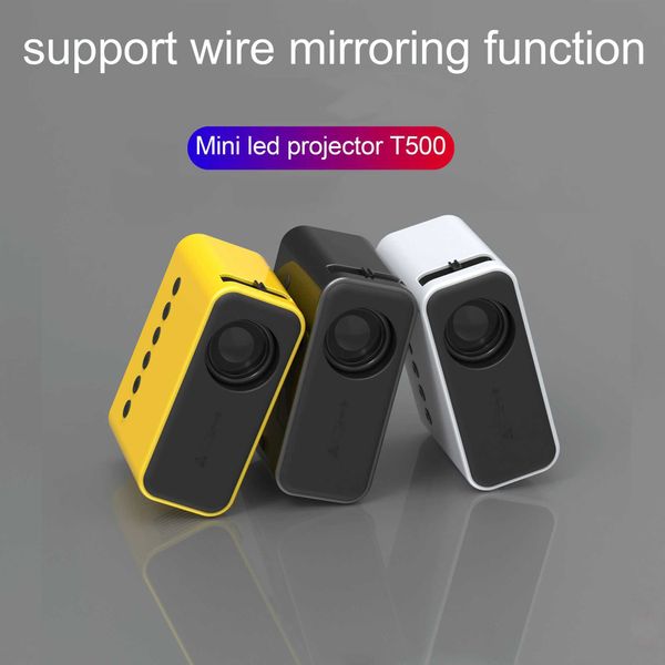 Projetores YT500LED VÍDEO Mini Projector Home Theater Player Multimedia Supports Android e IOS Presentes de aniversário Presentes de aniversário J240509