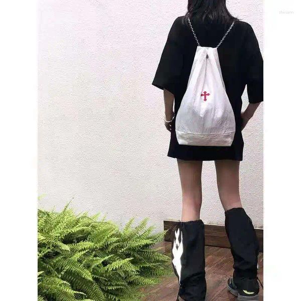 Rucksack Black Cross Harajuku Mini Frauen Männer White Mall Goth ästhetische japanische Emo Fairy Grunge Alt Koreanische Tasche