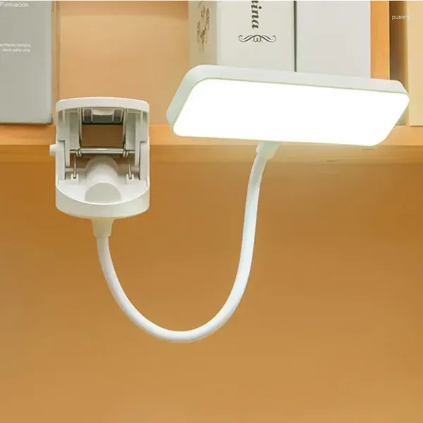 Lampade da tavolo 360 ° Lampada di studio flessibile con clip USB Scrivatto ricaricabile da letto Night Night Light per la lettura della camera da letto Office lavoro