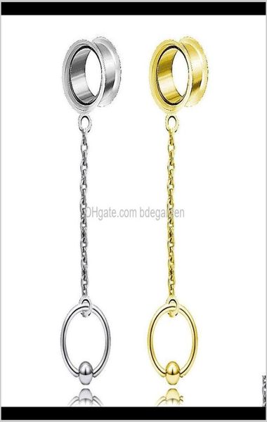 Ohrmessgeräte Stecker Tunnel Element Edelstahl Dangle Ohrringe Expander Mode Piercing Schmuck für Geschenk Q3YH4 Y8V1D3757001