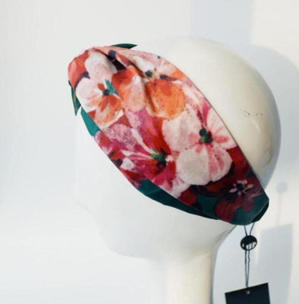 Designer Bandas de cabeça 100% de seda elástica Mulheres da cabeça Meninas Bandas de cabelo Acessórios de cabelo de cachorro de luxo Presentes Retro Turbano Headwraps Flowers Hummingbird