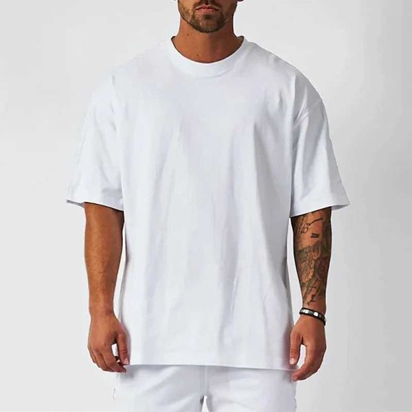 Magliette da uomo topplance top-shirt bianco oversize retrò t-shirt a colori solidi da uomo di grandi dimensioni da uomo maglietta da uomo corta slve t-shirt t240506