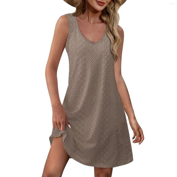 Lässige Kleider sexy Tanktops für Frauen Deep V Hals ärmellose Hemden Sunddress Festkleid elegant und hübsche Frauen