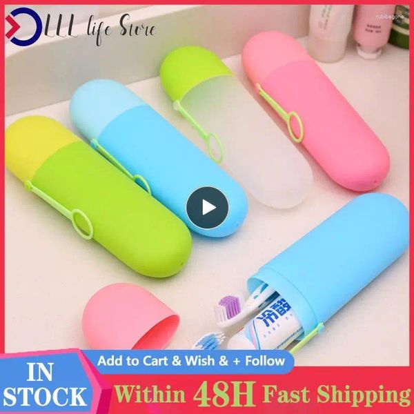 Badezubehör-Set Süßwarenfarbe Zahnbürstenkoffer 6 Farben Optional kleiner und tragbarer mehrfarbiger Kapazität sauberer hygienischer Kunststoff