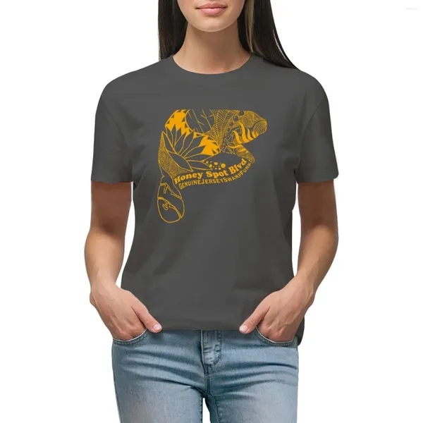 Polos da donna Spot Honey Blvd - T -shirt giallo Beaver camicia stampa animale per ragazze hippie Allenamento per le camicie Donne Donne