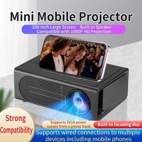 Projektörler Yeni M200 Projektör Mini Taşınabilir Yüksek Kaliteli Açık Kamış Kampı Kamp Akıllı Telefon Hat Ayna Destekleri 5W Hoparlörlerde Oluşturuldu J240509