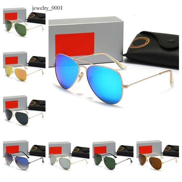 Высококачественные Ray Men Women Glass Lins Sunglasses Vintage Pilot Aviator Wayfarer Brand Bans Bans Uv400 Bans Ben с коробкой и корпусом 3025 3026 7703