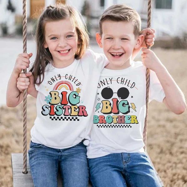 T-shirt Sister Big Sister Big Brother Print T-shirt Annuncio per bambini T-Shirt Boys Girls Short Maniche Abbigliamento Top Fashion Kids Tshirt Outfit T240509