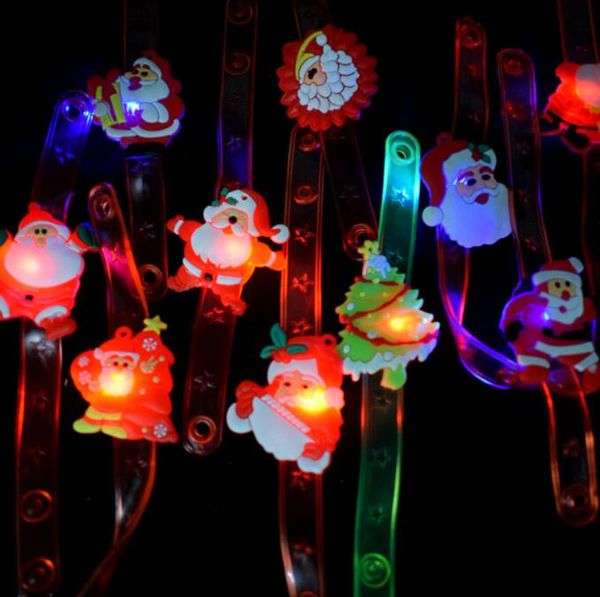 LED FLASH LED FLASH REVISTA CRIGATIVA Papai Noel Claus Lça luminosa de pulso com pulseira infantil de brinquedo de borracha macia