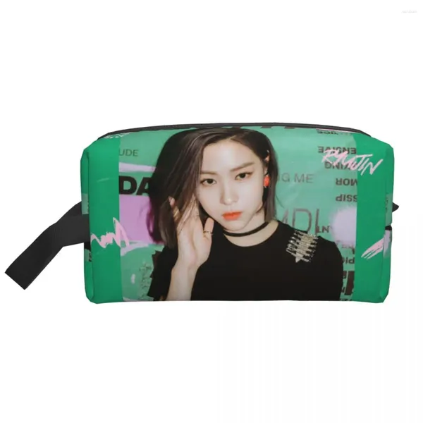 Aufbewahrungstaschen benutzerdefinierte Kpop Star Girl -Gruppe Itzys Ryujin Toilettenbeutel Frauen Make -up Kosmetischer Organisator Ladies Beauty Dopp Kit Box