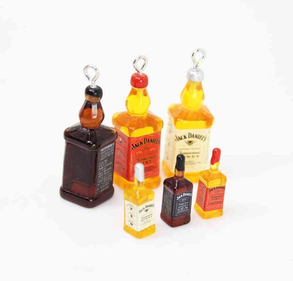 Yamily 10pcsresin Wine Charm Dollhouse напиток для бутылочки Liqour Bottle Deats Jewelry для брелок DIY Sengrace Accessy6839564