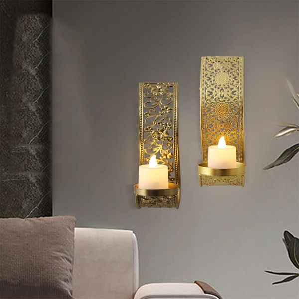 Держатели 2pcs Hollow Out Wall Home Coremer Decord Holders Aromatherapy Rick Arab Metal Craft стена подсвечник