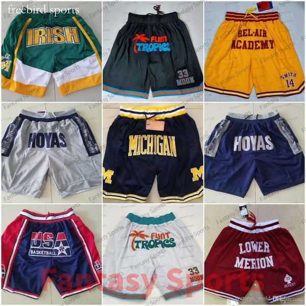 Georgetown Michigan Hoyas Basketball Shorts Merion High School Flint Tropics North Carolina St. Vincent Mary Pocket Zipper Good Ed Ed