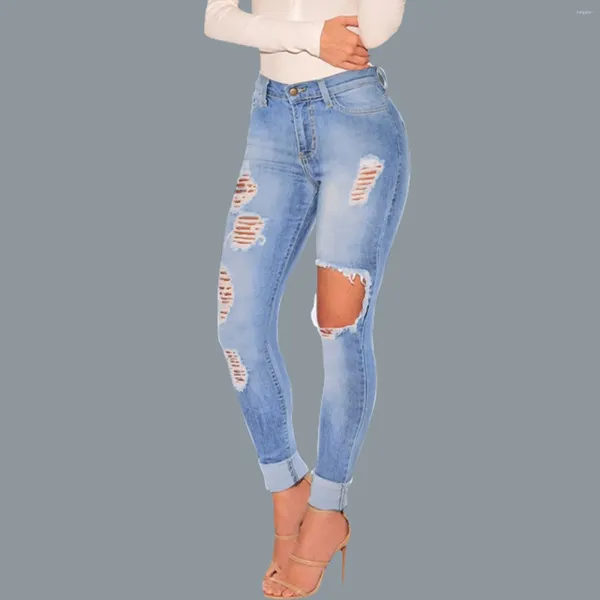 Frauen Jeans Frauen hohe taillierte Denimhose Streetwear Ripped for Women Bulift Distessed Stretch Juniors Skinny #H