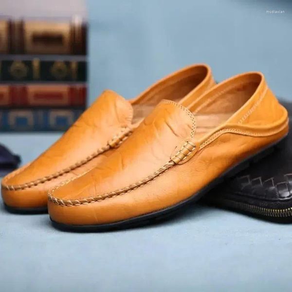 Scarpe casual caduta in pelle maschile un pedale affari pigri morbidi mocassini