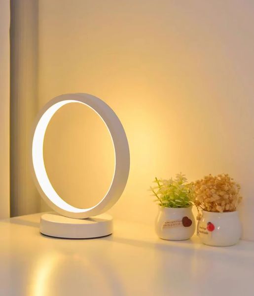 20 cm LED simples anel circular luminária de mesa de cabeceira restaurante elabro de estar decorativo
