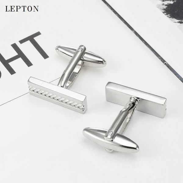 Cuffi Links Lepton Chain in gemelli rettangoli da uomo Silver Classic Simple Business gemelli metallici Gufflinks Q240508