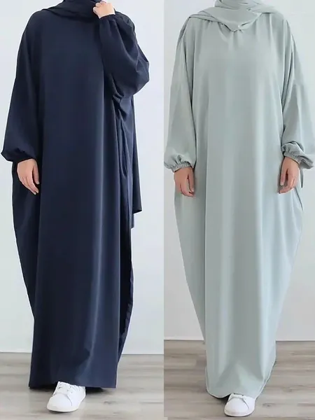 Abbigliamento etnico Donna musulmana Jilbab Abito di preghiera Abaya con Cappuccia Hijab Scarf Dubai Turchia Jilbabs per donne Modest Ramadan Eid islamico