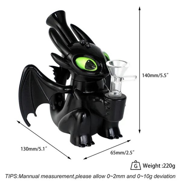 5,5 Zoll Drachenform Silikon Rauchhandrohre Schwarzweiß mit 14 mm Glasschüssel Bongs Shisha Dab Rigs Trockener Kräuter -Tabakölbrennerrohr