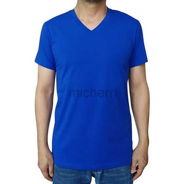 Camisetas masculinas cor de decote em v algodas de algodão comercial de decote em v algodão