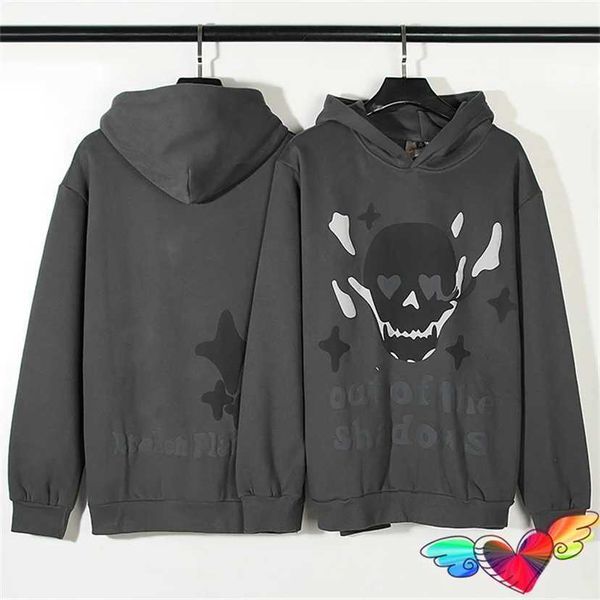 Erkek Hoodies Sweatshirts 2023 Kırık Gezegen Gölgelerden Dışarıda Erkekler Kadın Kafatası Grafik Köpük Baskı Yıldız Kazakları Fece BPM H240508