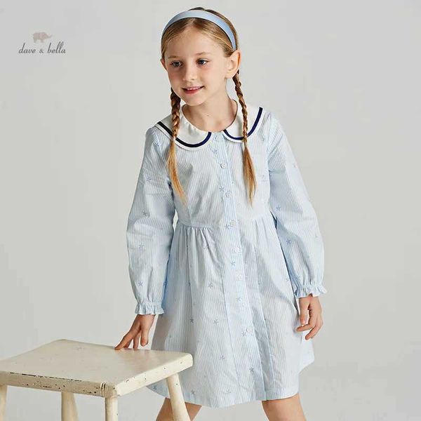 Vestidos de menina Dave Bella Girls Dress Childrens 2024 Novo algodão da primavera Casual Moda listrada Party Sweet Outdoor Academic Style DK1248550L2405