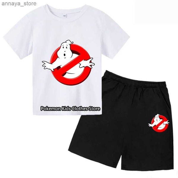 Kleidungssets Ghostbusters Monster Movie T-Shirt Set für Kinder und Mädchen Cartoon T-Shirt Anime Sommer Top Thema Geburtstagskleidung Kurzarmärmel2405L24045