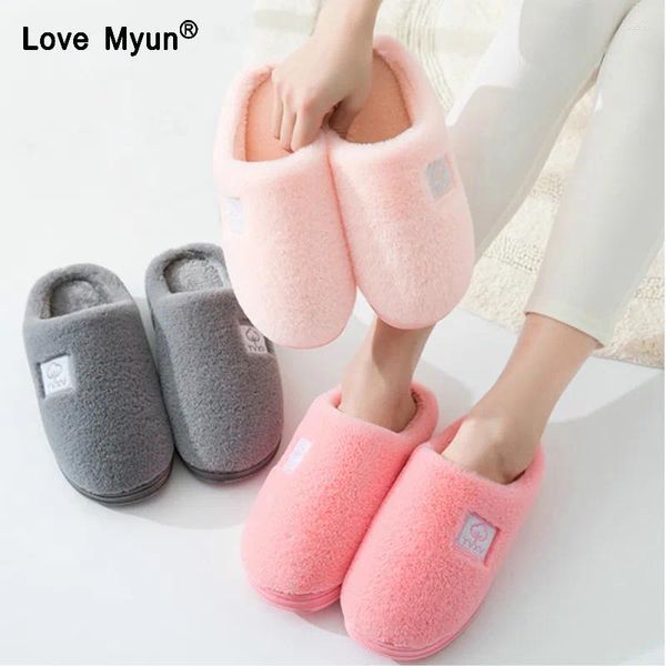 Slippers Women Winter Warm Ful Ful Algody Sheep Lovers Home Home Pluxh Size Sapatos House Woman Womene778