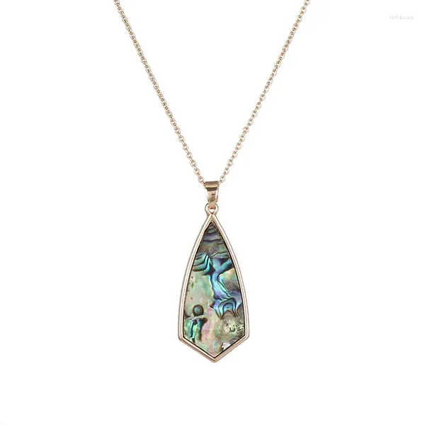 Anhänger Halsketten Dreieck Abalone Halskette Frauen Trendy PU Leder Kite Statement Schmuck Großhandel Großhandel