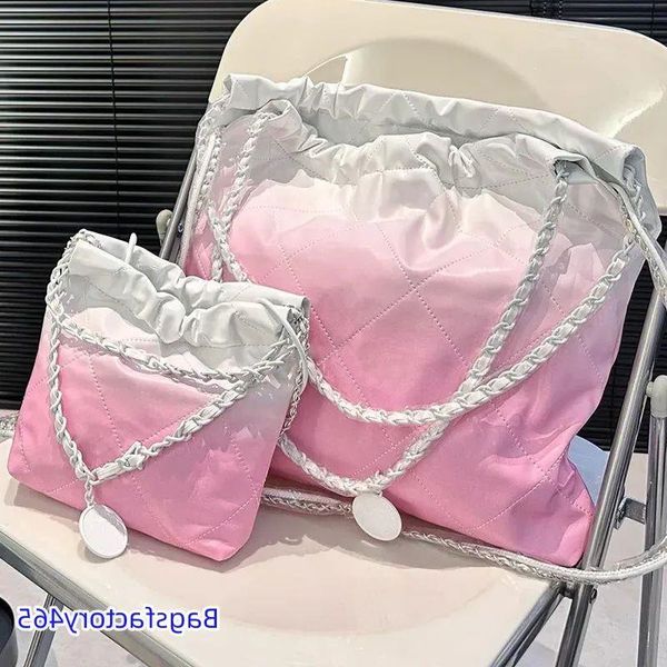 22 Sacos de cera de lixo de lixo bolsas de couro para mulheres bolsa de ombro feminino diamante hardware branco letra metal letra de moeda de moedas Matelasse Chain Ehel