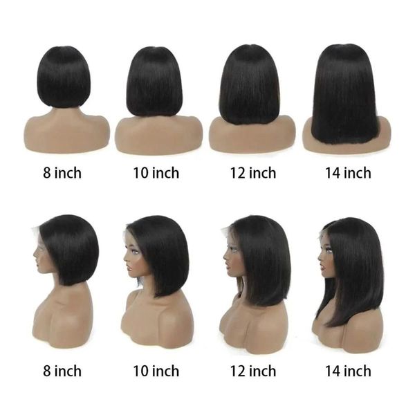 12a Klasse 180 Dichte Brasilianisches menschliches Haar Kurzes Spitzenfront -Bob -Perücken für schwarze Frauen zum Verkauf
