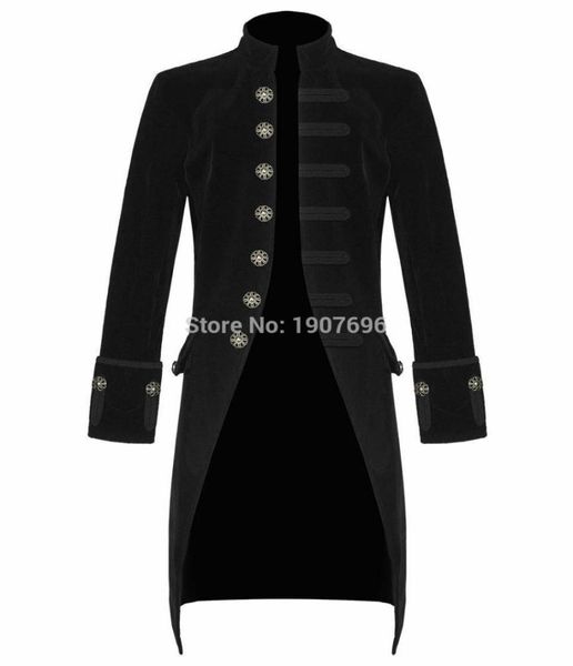 MEN039S Fashion Steampunk Man Tail Mantel Retro Long Jacket Single Breasted Black Male Blazer für Prom Bühnenkleidung 20198442943