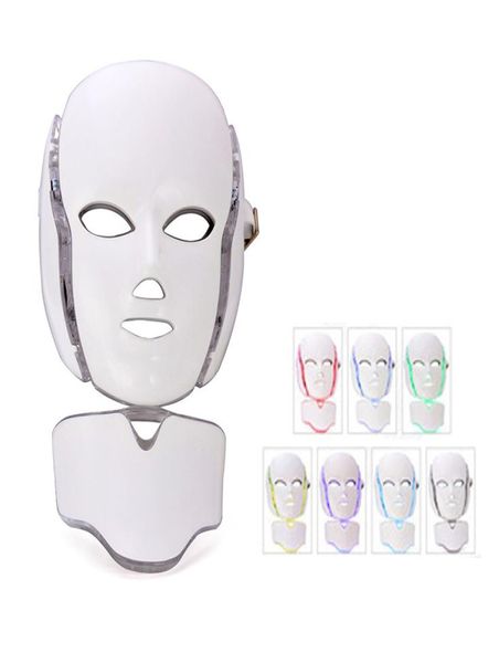 7 colori LED a LED e maschera al collo Microcorrente PDT Pon Maschera per la maschera rimozione rimozione della pelle per il viso e il collo Beauty6513711