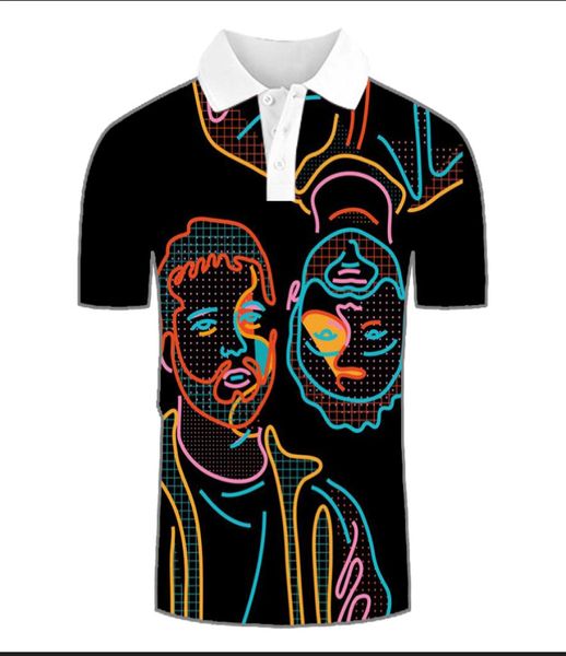 T-shirt stampato scuro 3D Visual Impact Shirt Street Street Punk Cotto rotondo tondo di alta qualità Aman Muscle Style Short Shory2028684