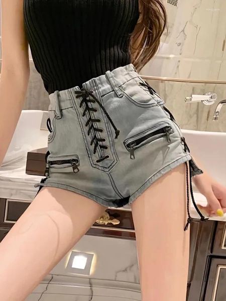 Jeans femminile jmprs high waist sexy bandage shorts women sweet slim design coreano lady casual streetwear antage